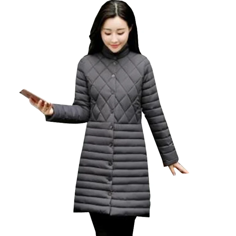 

Nice Autumn And Winter Warm Down Thin Long Coat Women Down Parka 7 Colors European Style Coats Winter Jacket Women Plus Size