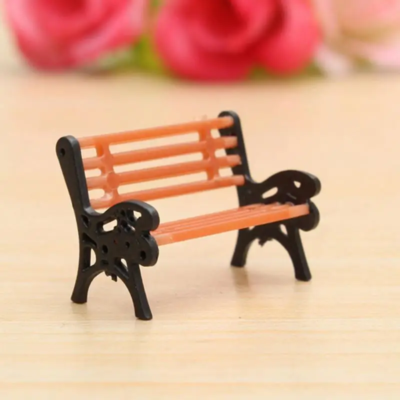 

Resin Crafts Modern Park Benches Miniature Fairy Garden Miniatures Accessories Toys for Doll House Courtyard Decoration