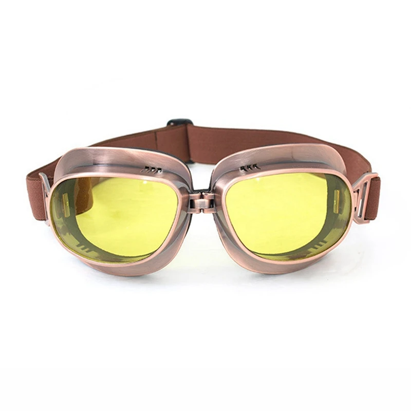 GG T04 Yellow Vintage motorcycle goggles harley style glasses Pilot Motorbike goggles Retro Jet