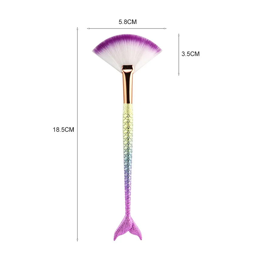 Один вентилятор в форме русалки Форма Мягкая кисточка для макияжа Румяна пудра Контур консилер с бронзатором смешивание Косметика Кисть рыба Макияж инструмент