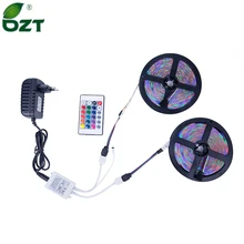 RGB LED Strip 5M 10M(2*5M) SMD 3528 2835 LED Light 24Key IR Remote Controller 12V Power Adapter Flexible Light Led Tape Home D
