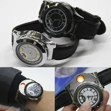 Hot COOL Silicone Watch Lighter Men USB Lighter Creative Leather Men Quartz Watch High Quality Cigarette Lighter Business Gift
