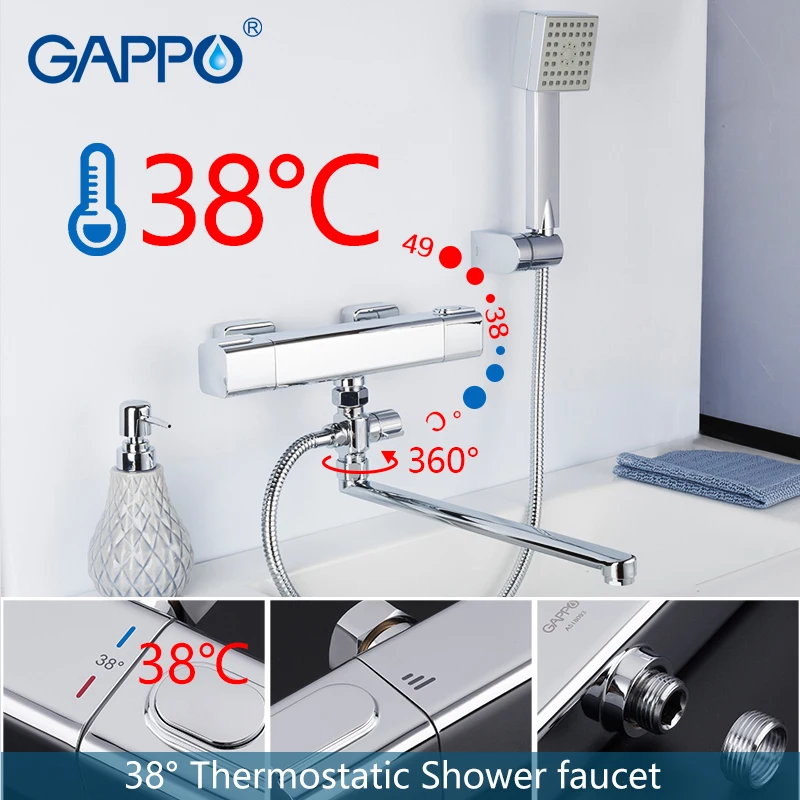 GAPPO смеситель для душа хромированный для ванной комнаты настенный термостат Смесители для ванны латунные краны смеситель для душа griferia