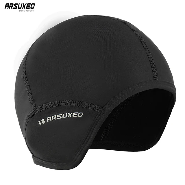 US $3.54 ARSUXEO Winter Fleece Cycling Caps Outdoor Sports MTB Bike Hats Snow Skull Caps Helmet Liner For Ma