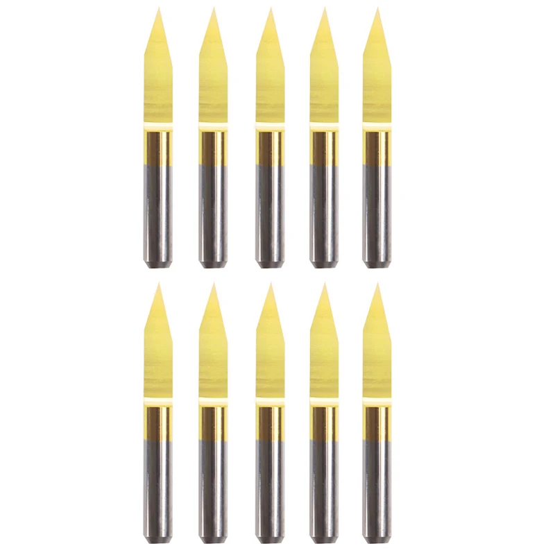 

PCB Engraving CNC Bit Router Tools 30degree 0.2mm 10Pcs/Set Titanium Coated Carbide #H028#
