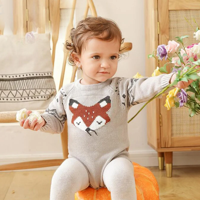 

Knitted Rompers Winter Baby Girls Boy Romper Cotton Long Sleeve Christmas Baby Clothes Cotton Baby Sweater Infant Boys Jumpsuit