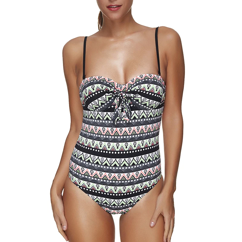 

2019 Print Swimwear One Piece Swimsuit Push Up Bodysuit Retro Monokini Plus Size Bathing Suit Vintage Beachwear Swim Wear Beach
