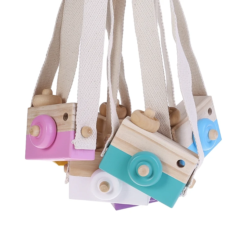 

Wooden Realistic Toy Camera Kids Creative Neck Hanging Rope Intellectual Toys Photography Prop Gift