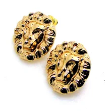Горячий Золотой легкоплавкий Металл брелок-Чарм в форме головы льва 6 пар в партии серьги гвоздики Мода панковское украшение ювелирные изделия