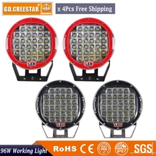 96 Watts 9 polegadas LED Trabalho Light com tampa do Caminhão Trator 12 v 24 v Offroad LOCAL 9”LED luz da Unidade LEVOU Worklight Luz Externa x4pcs