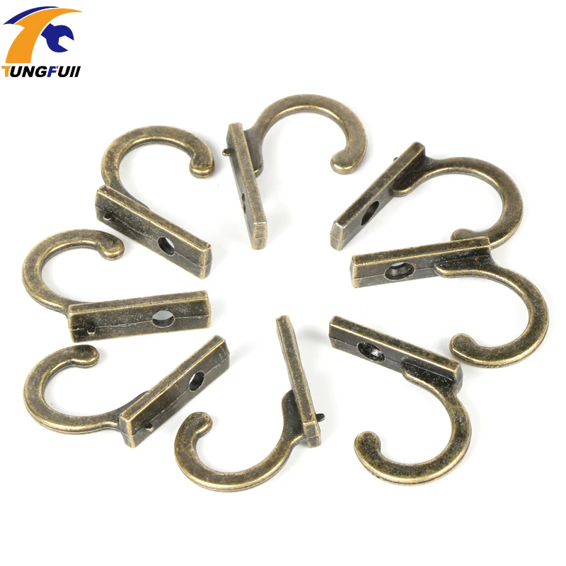 TUNGFULL 22*21*8mm 50PCS Small Antique Decorative Single Hook For Clothes Wall Hanger Robe Coat