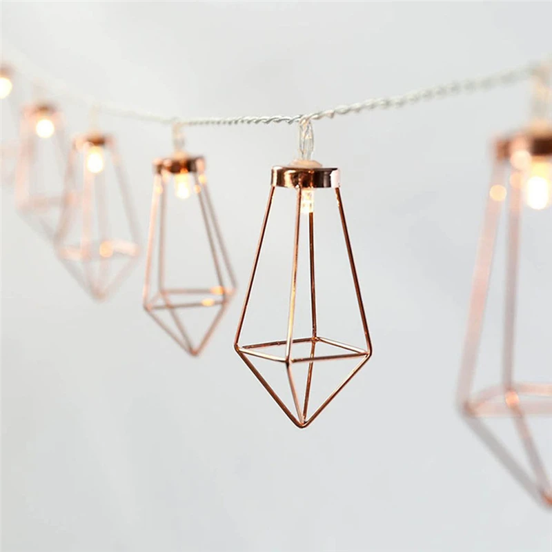 

10LED Rose Gold Metal Diamond String Fairy Light Christmas Wedding Lamp New year Decoration Warm White string lights