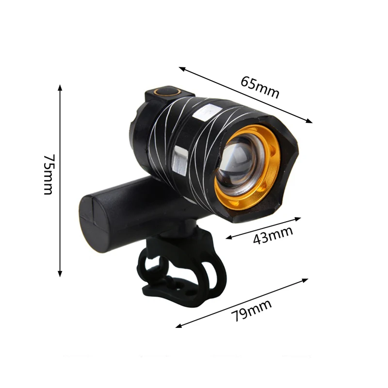 Best Zoomable Bicycle Front Headlight XM-L T6 LED 15000LM Bike Light Lamp USB Rechargeable Built-in Battery 3 Modes Torch 6