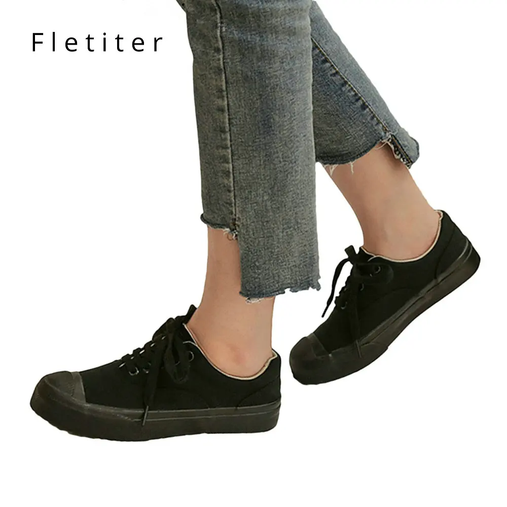 Fashion Women's Vulcanize Shoes Flats Canvas Shoes Ladies Sneakers Round Toe Student Shoes Woman Lace Up Casual shoes Plus size Women's Shoes