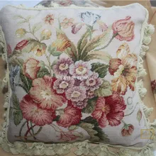 15 К 1" x 16" Кружево Подушка, handknotted шерстяные подушки с цветочным орнаментом без вставки