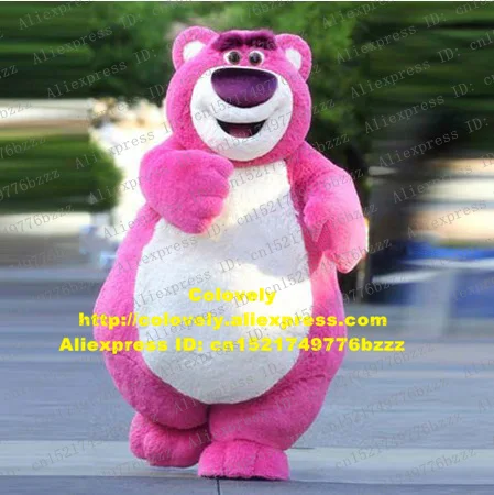 Розовые лотки-O'-Huggin' медведь игрушка история талисман костюм Взрослый пушистый тело круглый розовый белый Ers плотный Фиолетовый Короткие брови № 7826