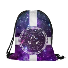 30 шт./лот, сумки на шнурке, 3D принт, милый кот, мягкие рюкзаки, модные школьные сумки, дорожные сумки, портативные пляжные сумки