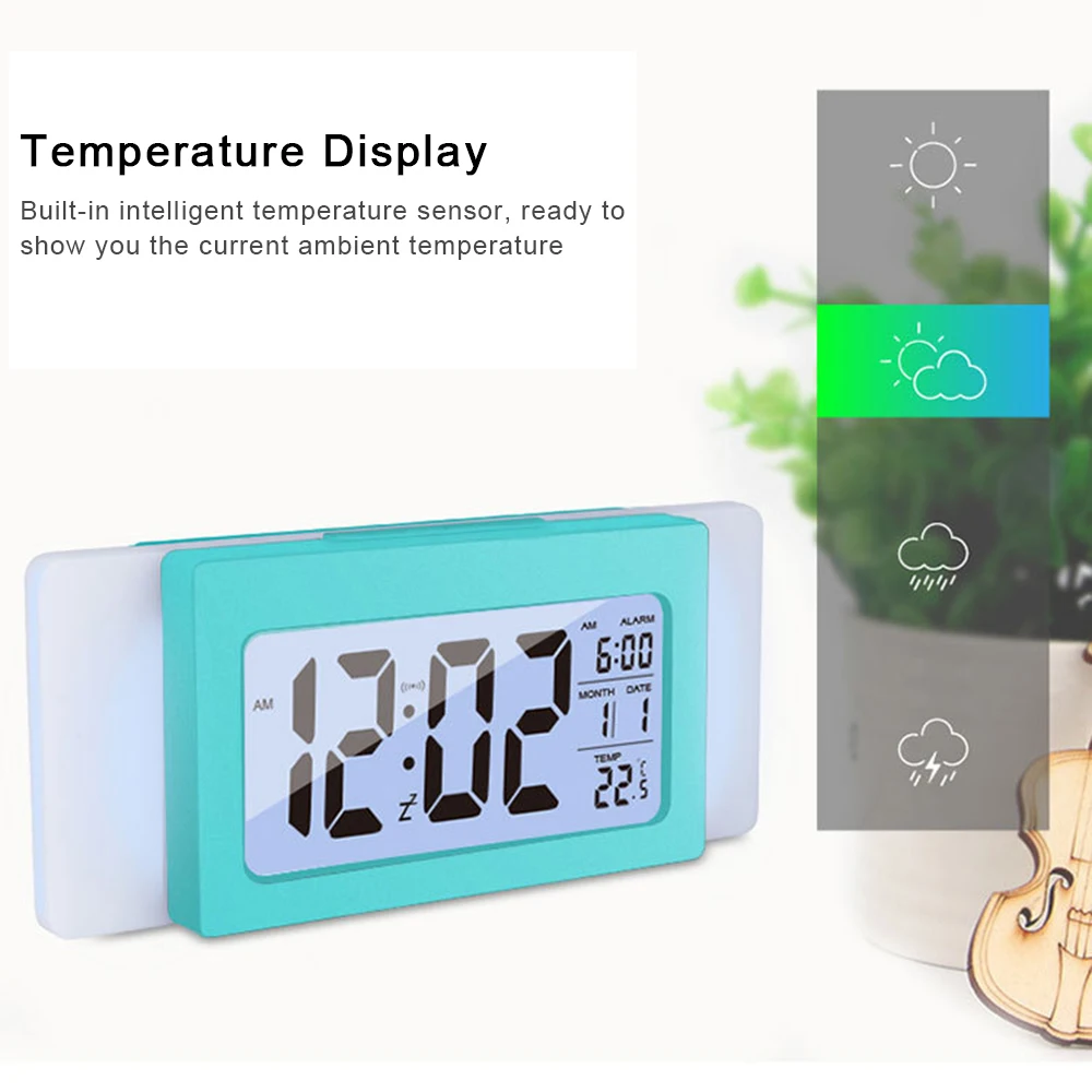 5 цветов светодиодный цифровой дисплей умные часы Настольный календарь термометр светящийся куб-ночник будильник дропшиппинг - Цвет: Зеленый