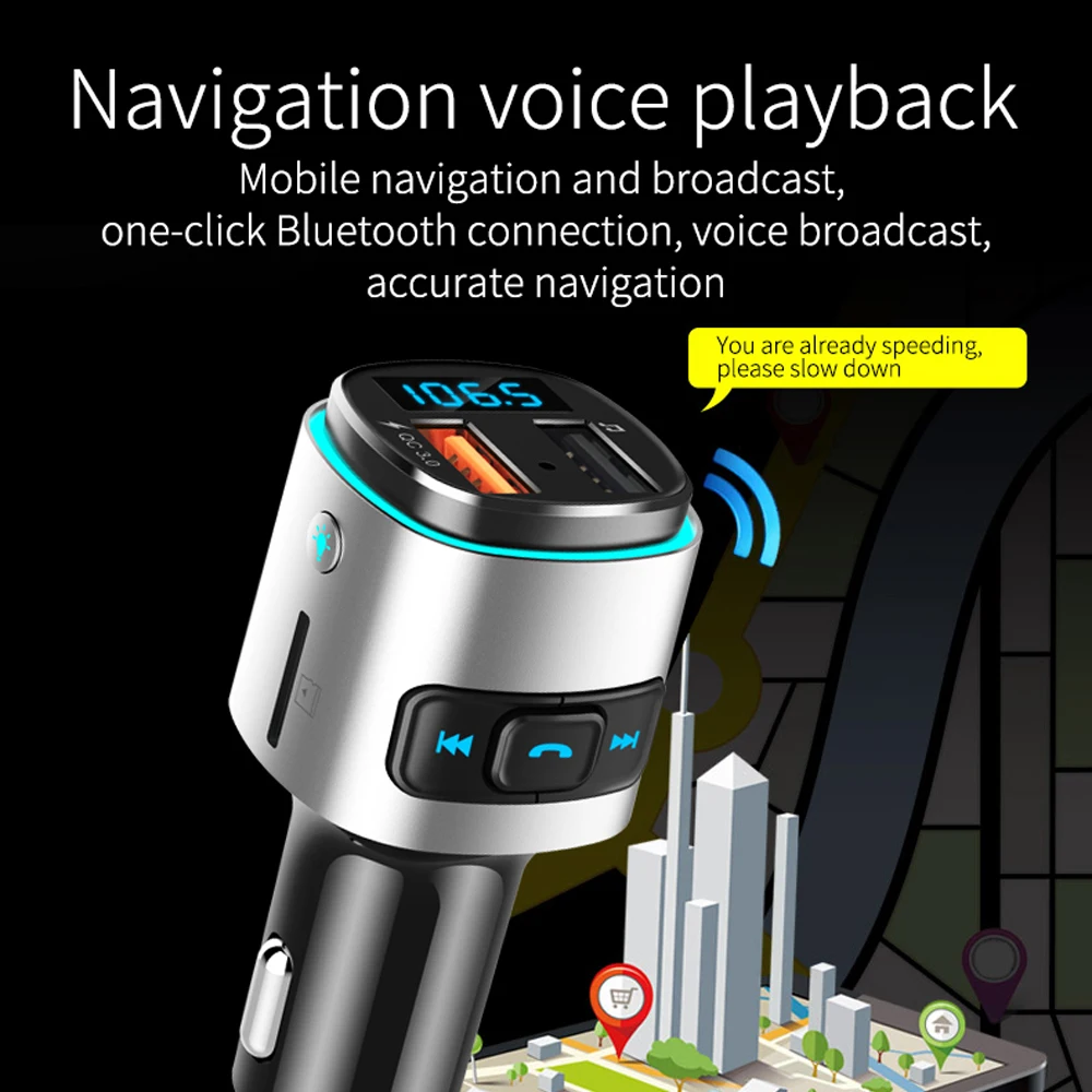 SATONIC BC41 fm-передатчик aux bluetooth модулятор беспроводной громкой связи BT4.2 автомобильный комплект MP3 плеер с быстрой зарядкой двойной USB порт