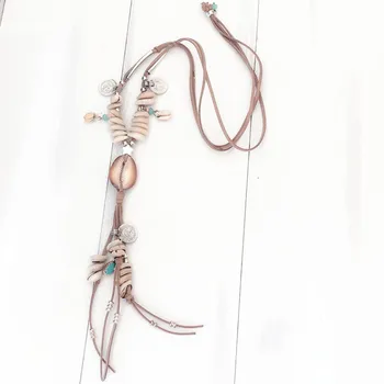 

Dongmu jewellery baroque cowhide knitting long necklace beach shell making bohemian ocean ladies fine jewelry birthday gift