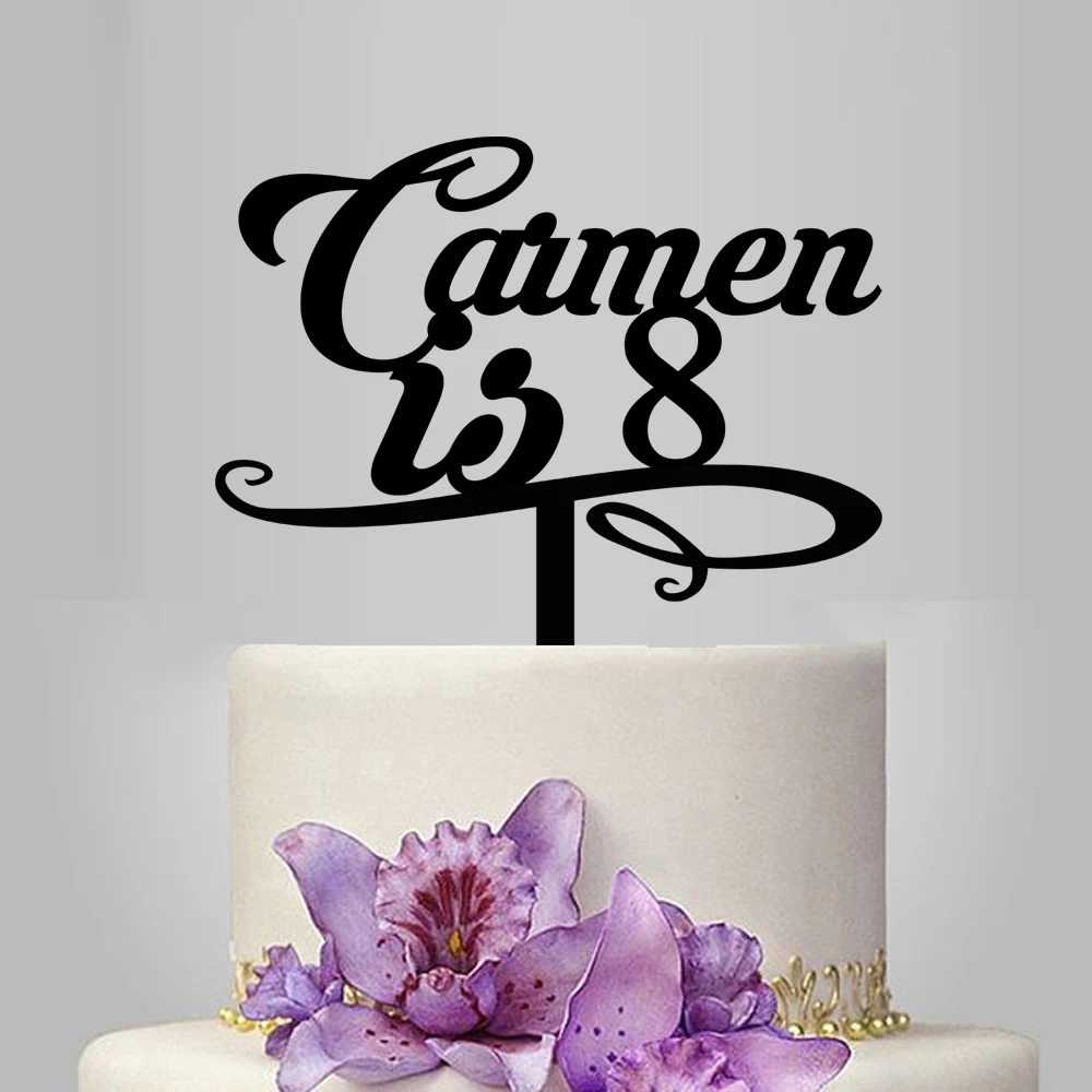 1 шт персонализированные Дети День рождения акриловый торт Топпер пользовательское имя возраст торт Топпер для день рождения украшения торта YC-083