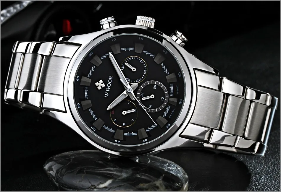 WWOOR Black Watches Men Top Luxury Brand Waterproof Luminous Hands Quartz Watch  Military Male Hour WristWatch relogio masculino (10)