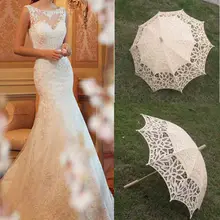 Кружевной хлопковый Зонтик Свадебный зонтик ручной работы зонтик с вышивкой женский костюм аксессуар для свадебной вечеринки фото реквизит