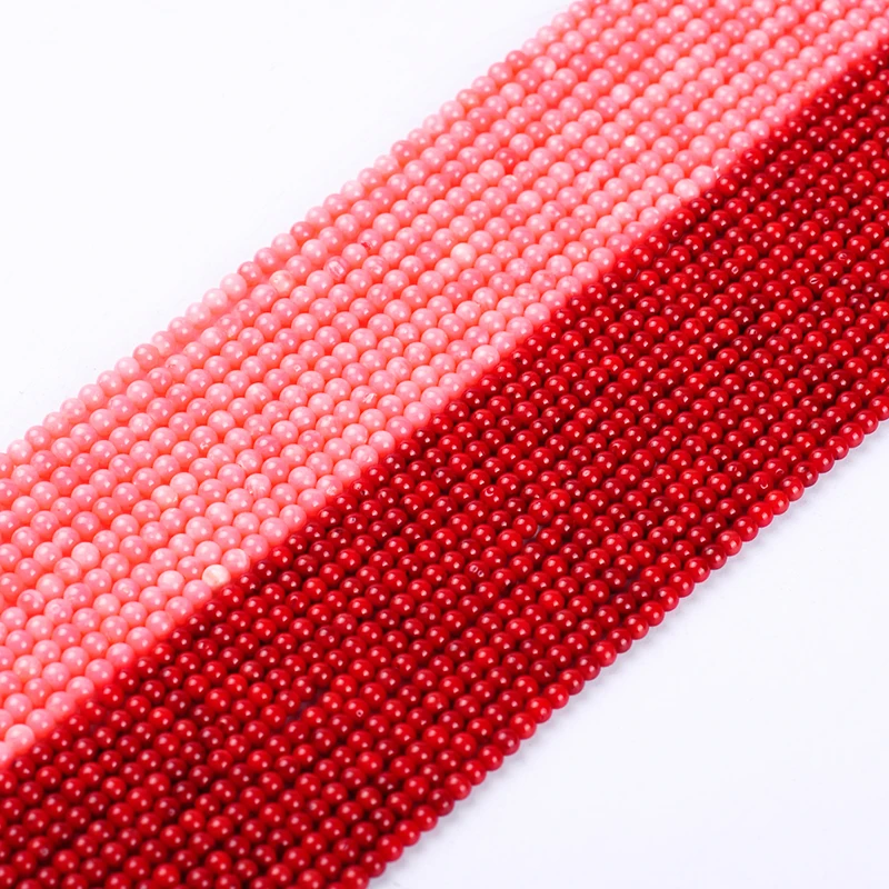 

1pack/lot 3-3.5mm High quality Round Natural Red pink Coral beads loose spacer beads DIY for bracelet necklace jewelry making