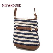 Miyaho использовать винтажный холст дизайн женская сумка-мешок полосатый принт Женская сумка-мессенджер Высокое качество Ежедневное использование сумки для девочек