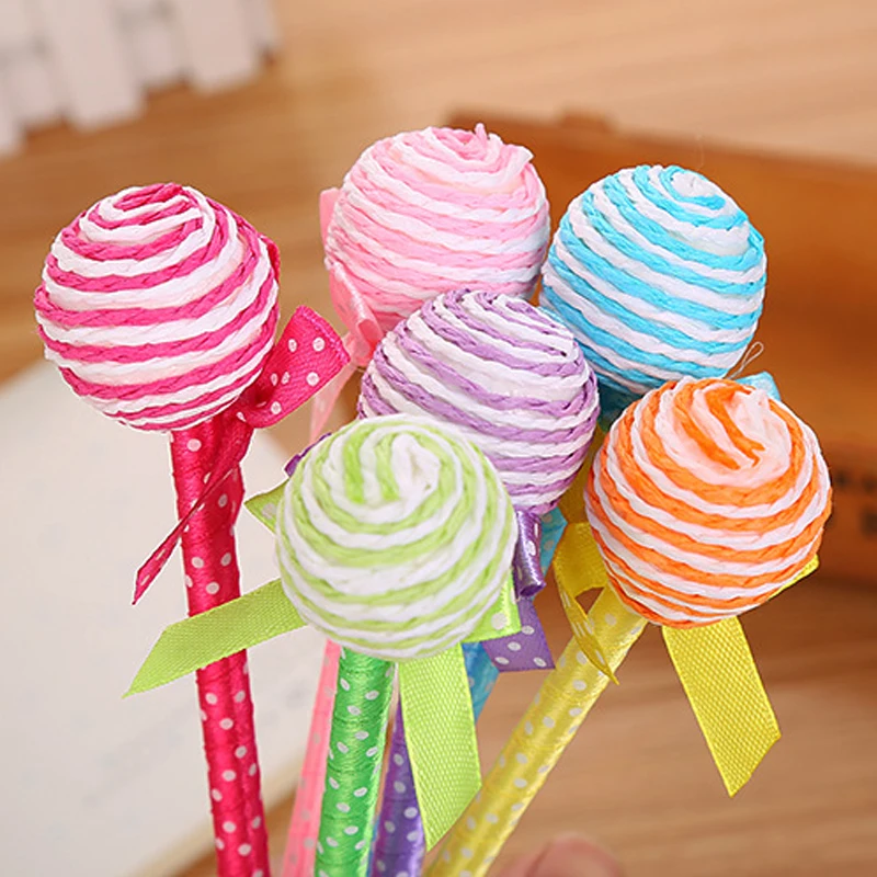 

20PCS Lollipop Ballpoint Pen Creative Cute Learning Writing Stationery Office & School Pen Ballpen Cartoon Candy Color Gift