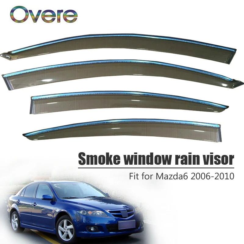 Overe 4 шт./1 комплект Дымовое окно дождевой козырек для Mazda 6 2006 2007 2008 2009 2010 Стайлинг ABS