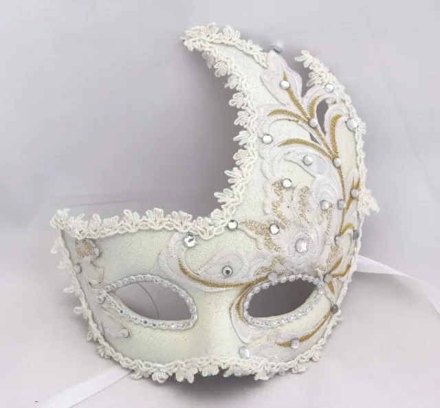 Маска на Хэллоуин венецианские маски минты принцесса маски для мужчин и женщин перья и цветы кружева Полное лицо белое золото маска