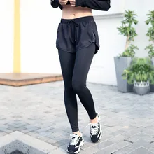 2in 1 женские спортивные штаны, супер эластичные штаны для тренировок и упражнений, леггинсы для спортзала, для фитнеса, бега, длинные штаны с шортами с молниями QS