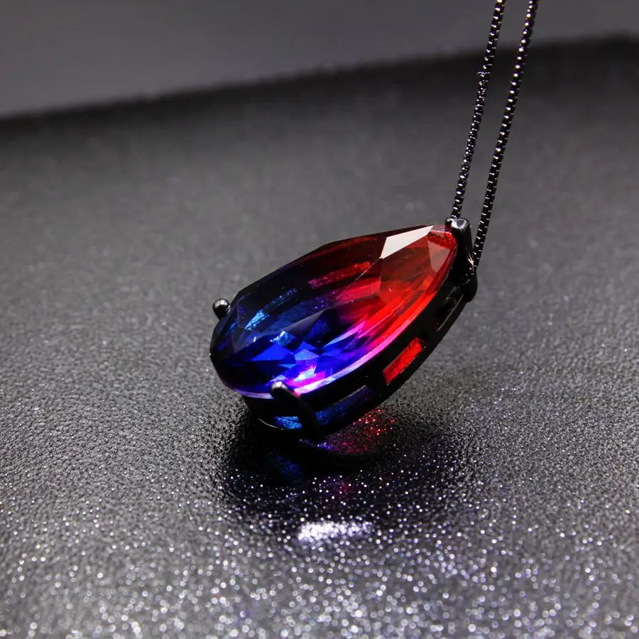 Разноцветные кристаллы стекло Fusion камень серьги-капли колье-подвеска с красочный кубический цирконий модные украшения для женщин Подарки