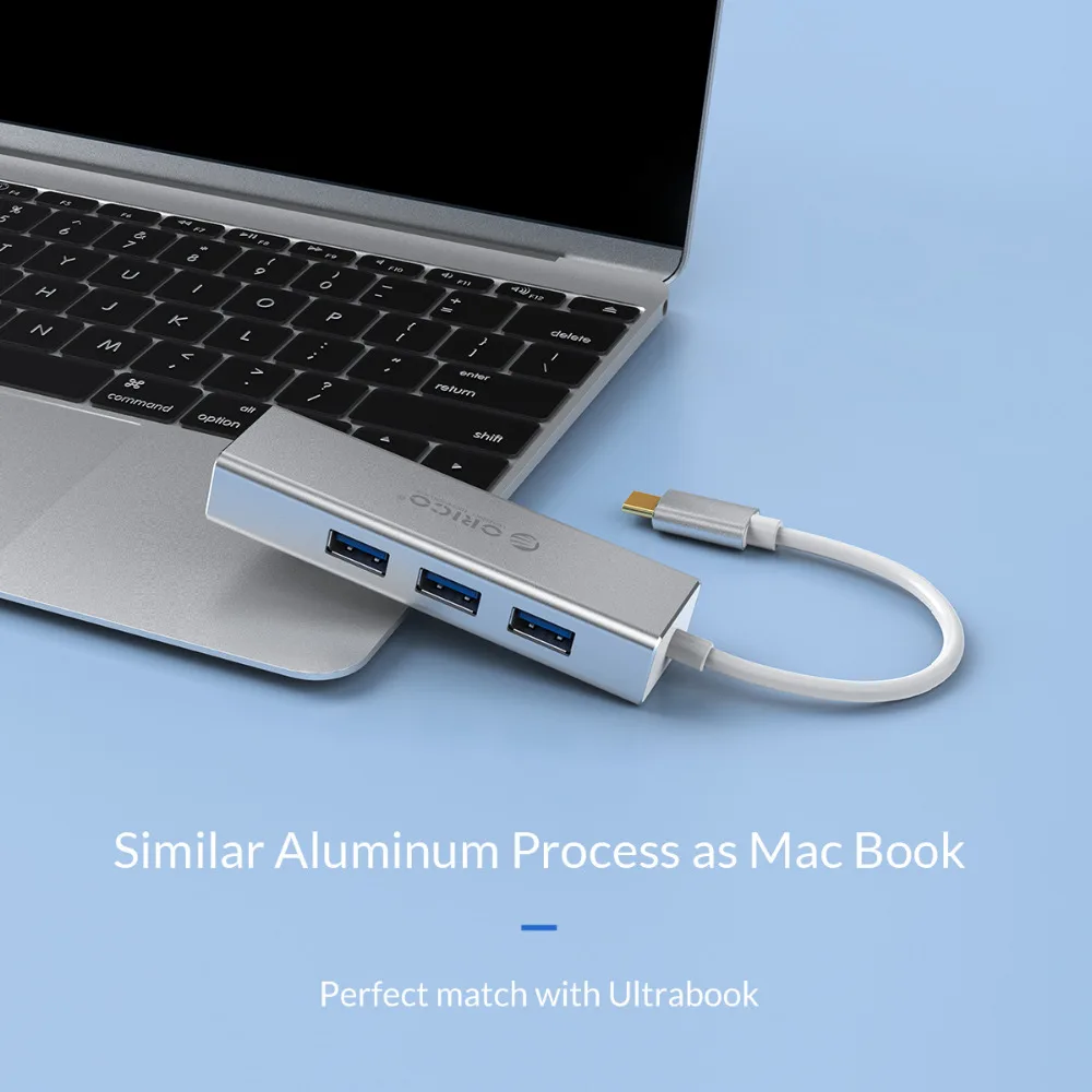 ORICO USB Ethernet type C USB3.0 к RJ45 концентратор для Macbook pro Алюминиевый сплав Ethernet адаптер Сетевая карта USB 1000 Мбит/с Lan