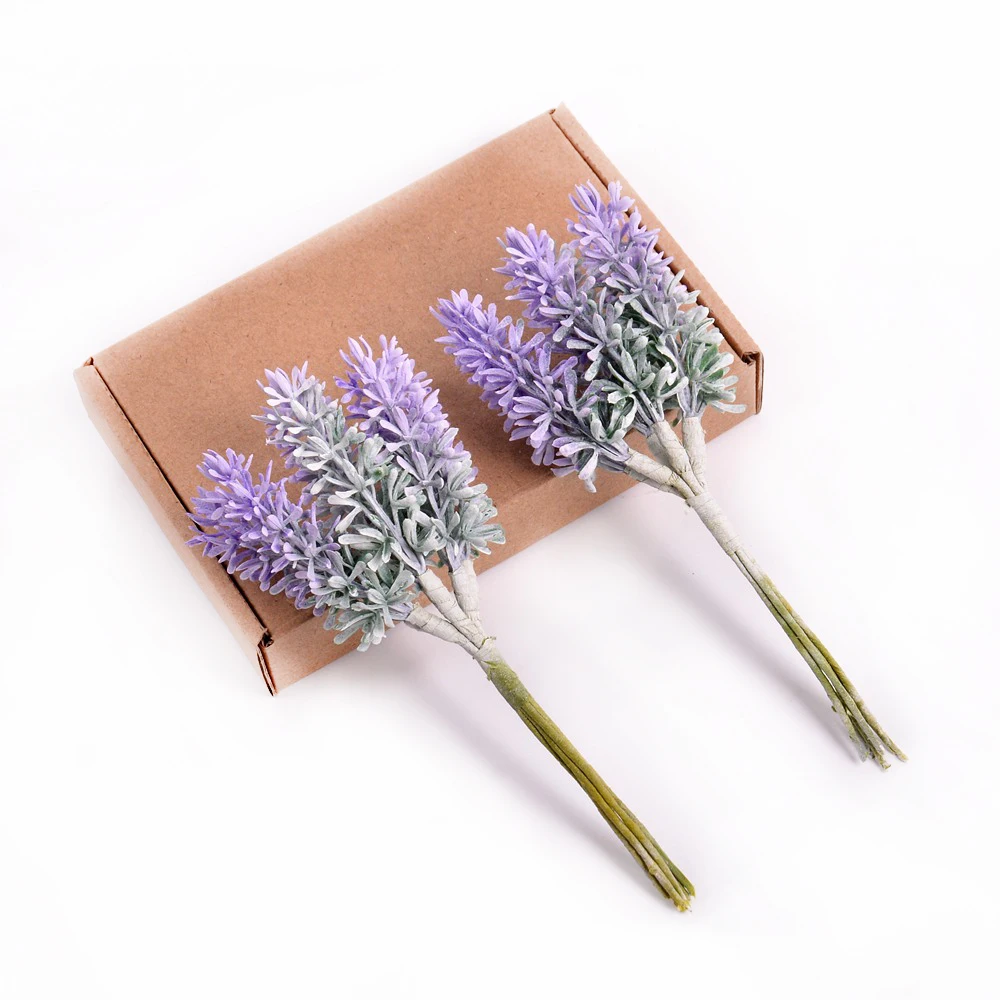 

6pcs/lot mini lavender flowers artificial flowers handmade Christmas wedding home decoration DIY scrapbook gift box