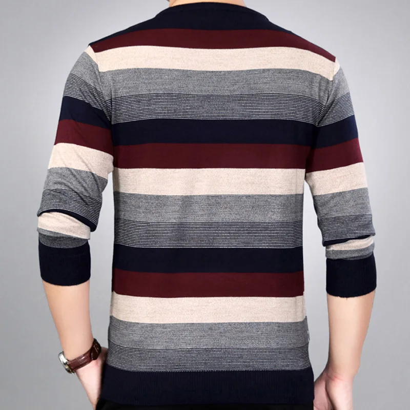 Бренд корейский стиль Тонкий полосатый пуловер мужская одежда Джерси mensluxury пуловер и свитеры для мужчин Мужская Весенняя мода 24008