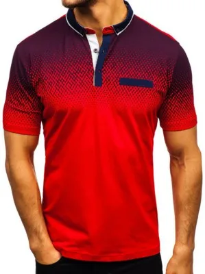 Мужская спортивная быстросохнущая футболка с короткими рукавами, градиентная футболка, топы для мужчин, приталенная быстросохнущая тенниска, мужские топы, футболки для гольфа - Цвет: Red add Black