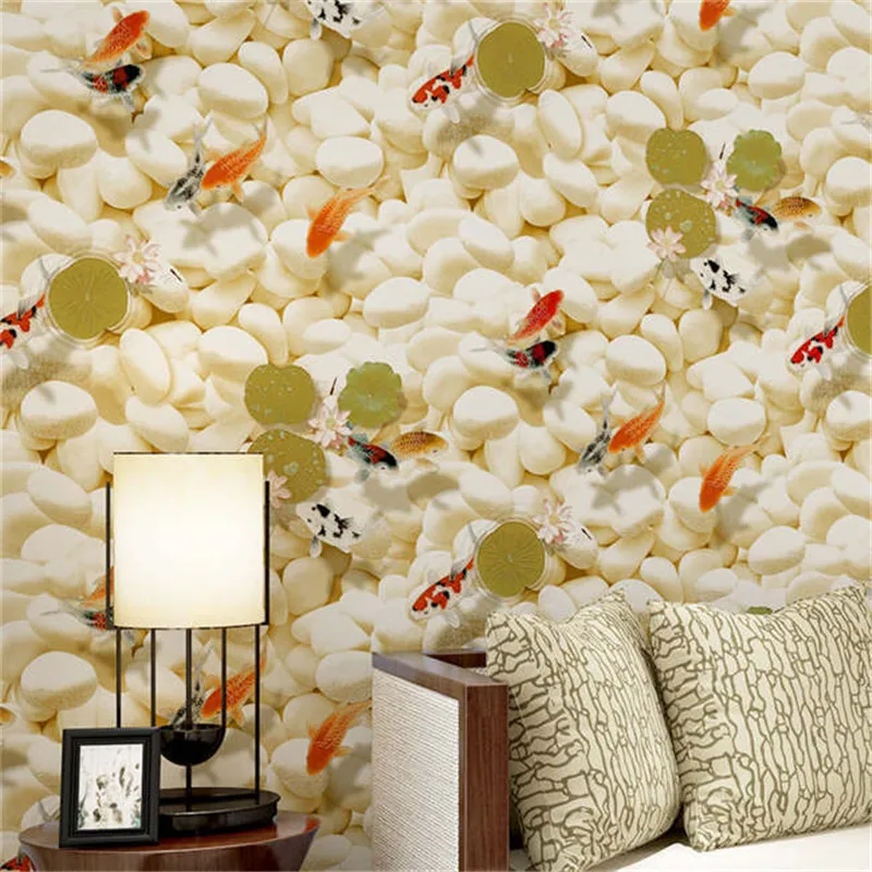 Goldfish pebbles Wall Paper for Living Room Bedroom Wallpaper For Wall papel de parede 3d papier peint Home Decoration flooring