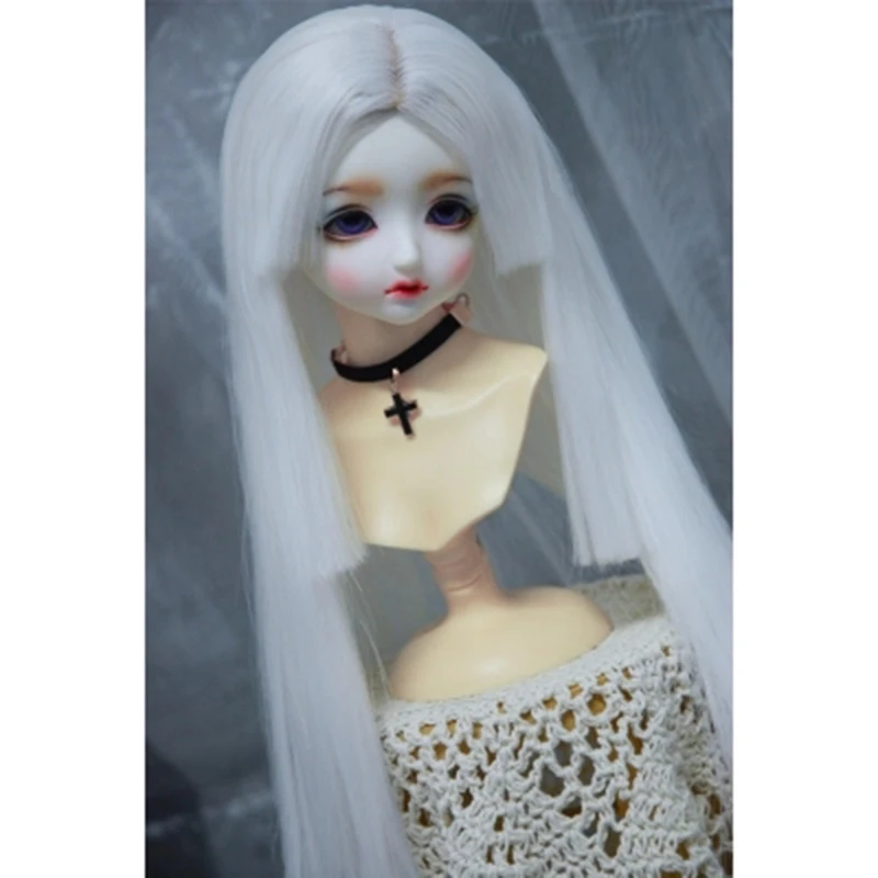 Волосы Allaosify Newest1/3 1/4 1/6 Bjd с блоком высокой температуры и белыми длинными прямыми