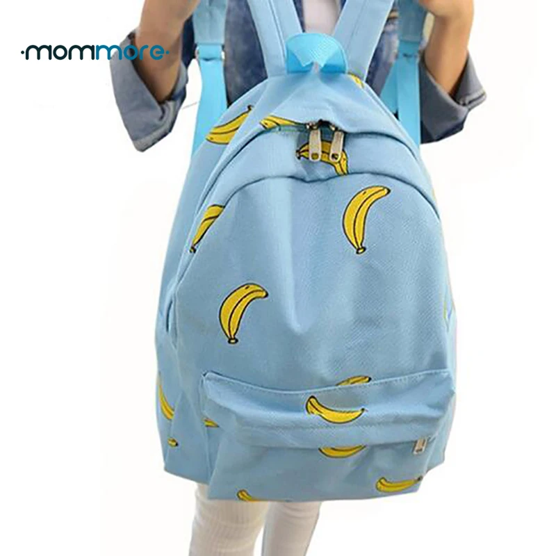 mom more Cute Girl Banana Pattern Printing Women Backpacks Traveling Outdoor Pratical School Bags Unique Fashion Canvas Backpack