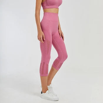 2019 New Sport Yoga Pants High Waist Energy Seamless Fitness Cropped Leggings Women Tummy Control Gym Running Tights 3