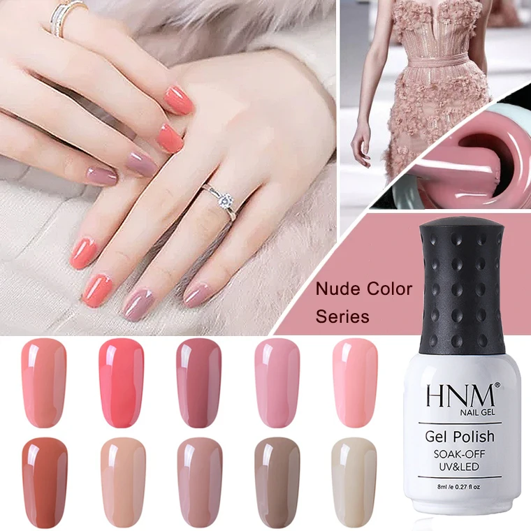 

HNM 8ML Nude Color Series UV Gel Nail Polish DIY Soak Off Gel Varnish Base Top Semi Permanent Nail Art Gel Lak Enamel Lacquer