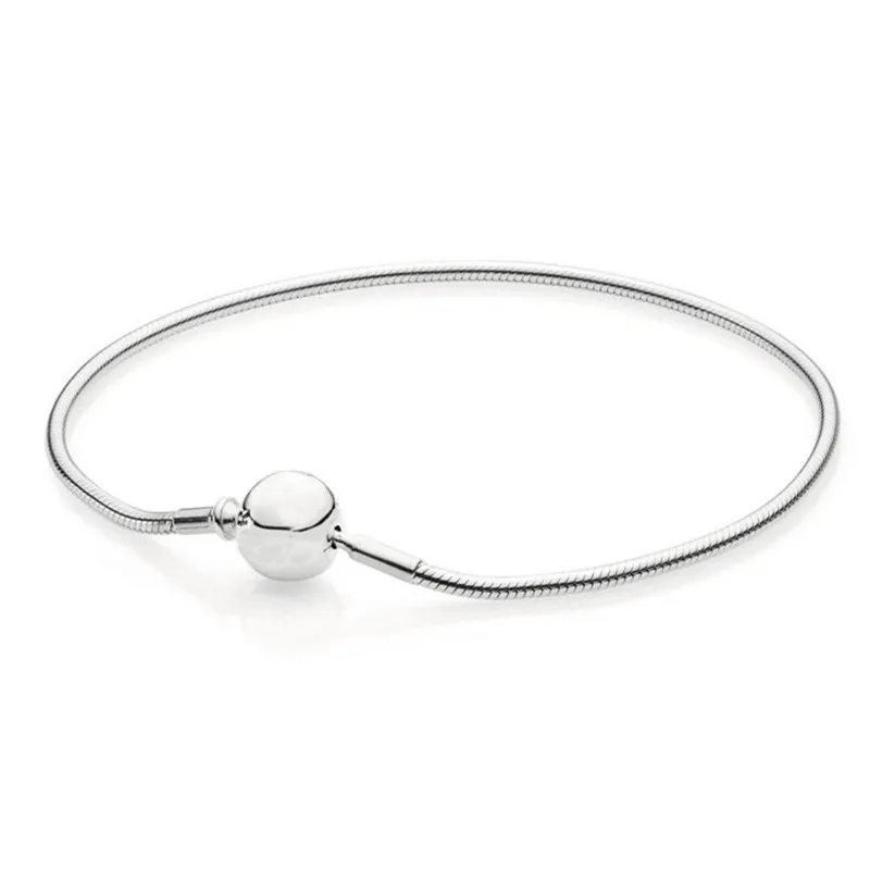 

Authentic 925 Sterling Silver Bead Charm Snake Chain Fit Pans Essence Collection Silver Bracelet For Women DIY Jewelry Gift