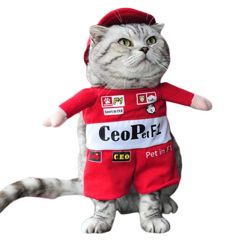 Забавный гоночный костюм F1 для домашних животных одежда кошек собак Хэллоуин