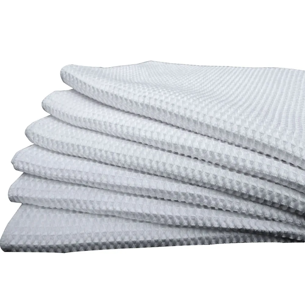 Microfiber Deep Waffle Weave Washcloths Facial Cloth Dish Cloths Dishcloths Household Cleaning Rags White 6 pack 12\