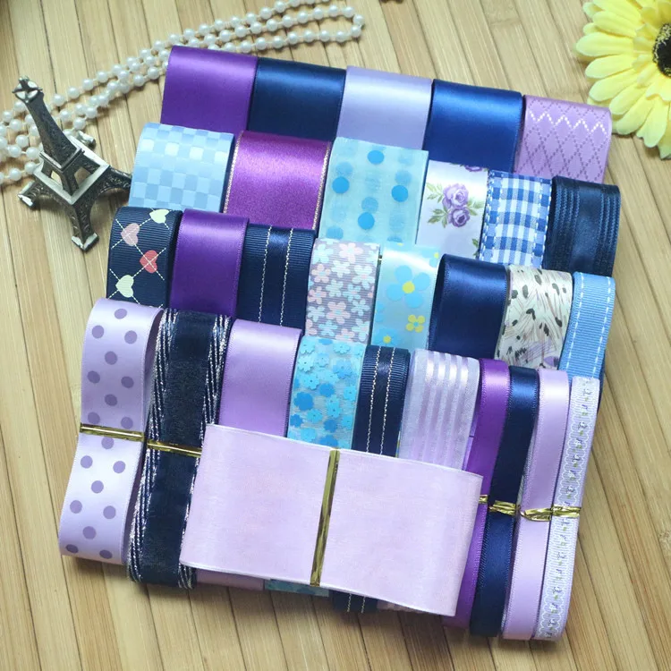 

NEW STYLE! DIY ribbon SET--purple and blue color mix ribbon set(total 33 yards)