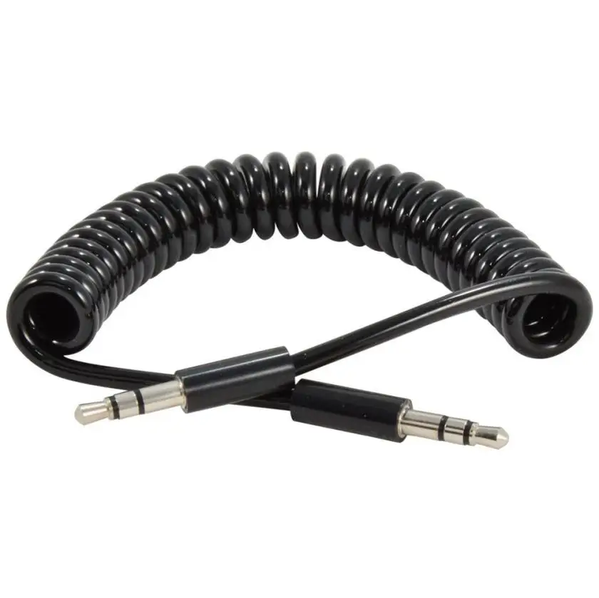 

High Speed 3.5mm Male to Male M/M Jack Audio Stereo Aux Spring Extension Cable Black 1/3M for iPod MP3