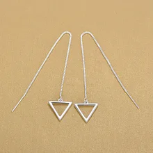 Элегантные Простые полые серьги треугольные серьги из серебра 925 пробы с кисточками ювелирные изделия