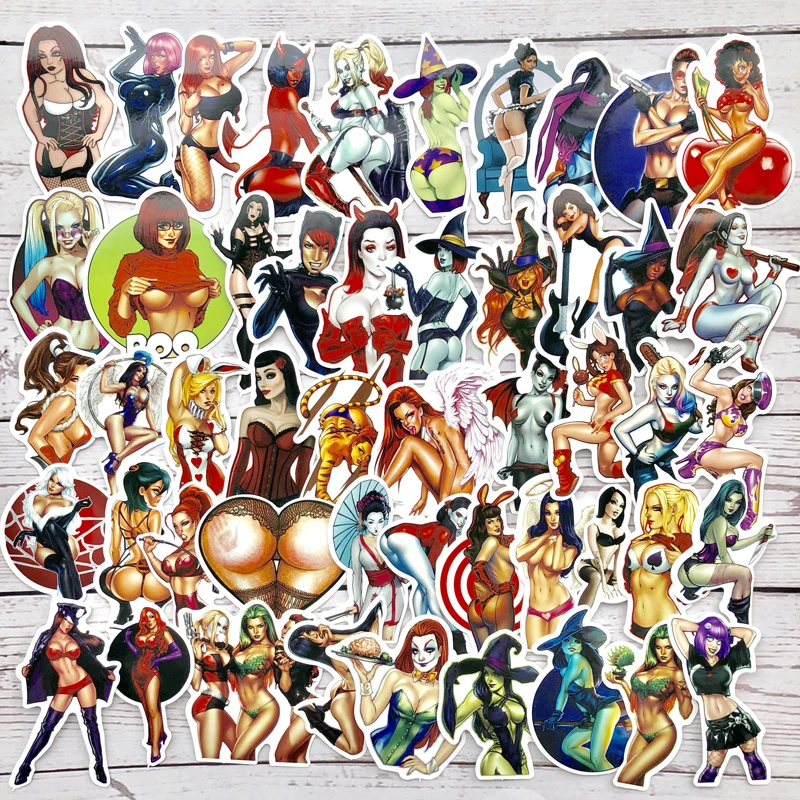 

50Pcs Styling Pvc Waterproof Tease Vulgar Sexy beauty Girls Stickers For Laptop Motorcycle Skateboard Luggage Decal Toy Sticker